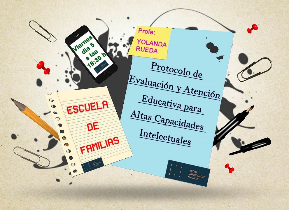 ASAMalaga's tweet photo. #EscuelaFamilias viernes 5 de febrero a las 18:30, vía online, con YOLANDA RUEDA: “Protocolo de evaluación y atención educativa para #AltasCapacidades Intelectuales”
#atencioneducativa #profesasa #ASA #ASAMALAGA
#respetoaladiversidad #integracion #diversidad
#AACC https://t.co/LSowKPqkXj