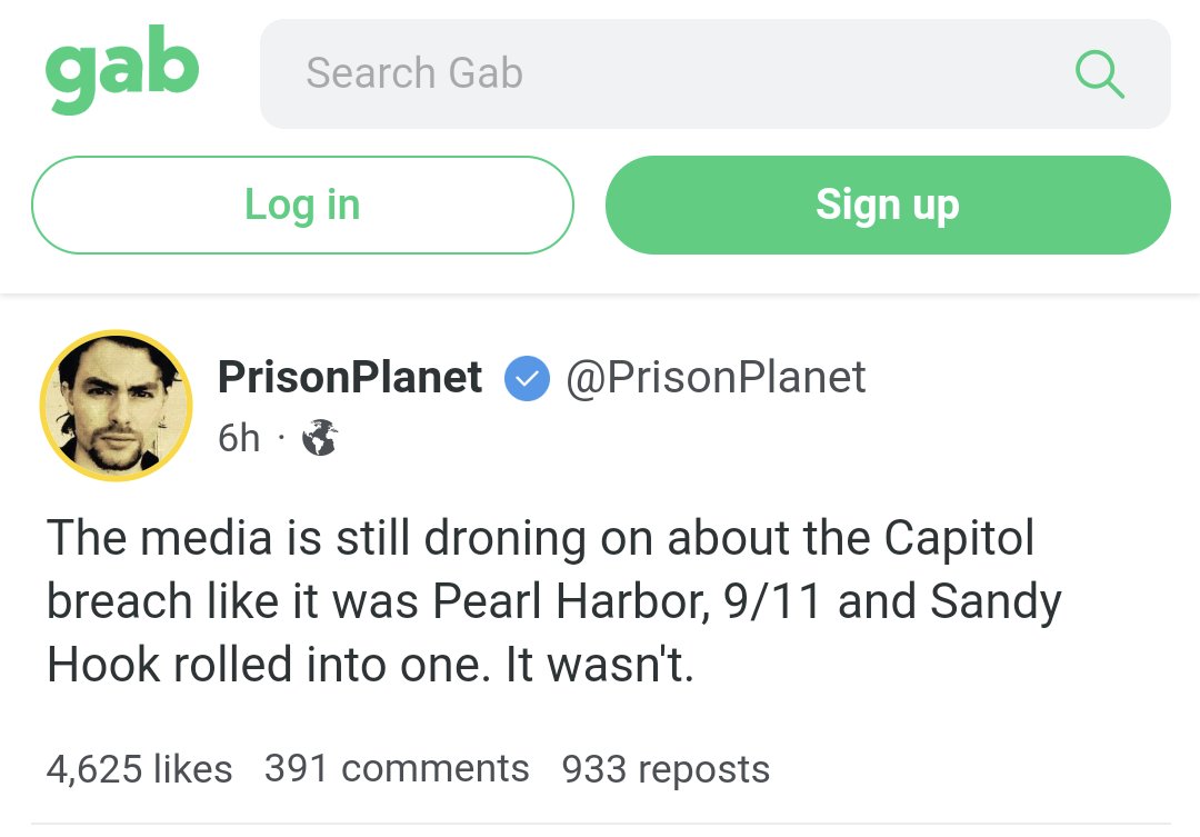 8/ . . . We're talking about hateful, unhinged stuff.Here's a little sample from the "top posts" at Gab.The more mainstream folks complaining about "censorship" are, whether they mean to or not, talking mostly about this 