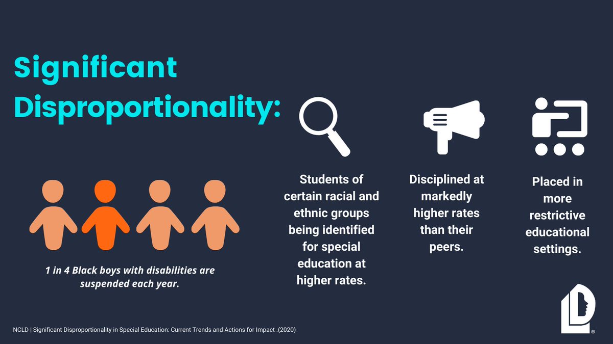 ncldorg's tweet photo. Overrepresentation: Students of color can be misidentified as needing special education, and are then placed in more restrictive settings and experience harsher discipline because of the intersectionality of race and #SpEd. #SignificantDisproportionality https://t.co/bXAlzVyjEx https://t.co/RvYG8PNISx