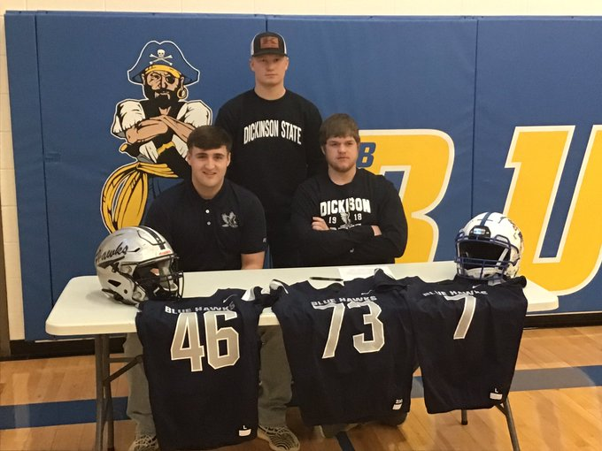 CoachPStanton's tweet photo. Blue Hawk football is excited to add a trio of Beach Buccaneers to our program.  Welcome to Tyson Mattern, Kyle Sarsland, and Blake Van Horn. They were a huge part of the Beach semi-final appearance! https://t.co/2wWGMbAzMG