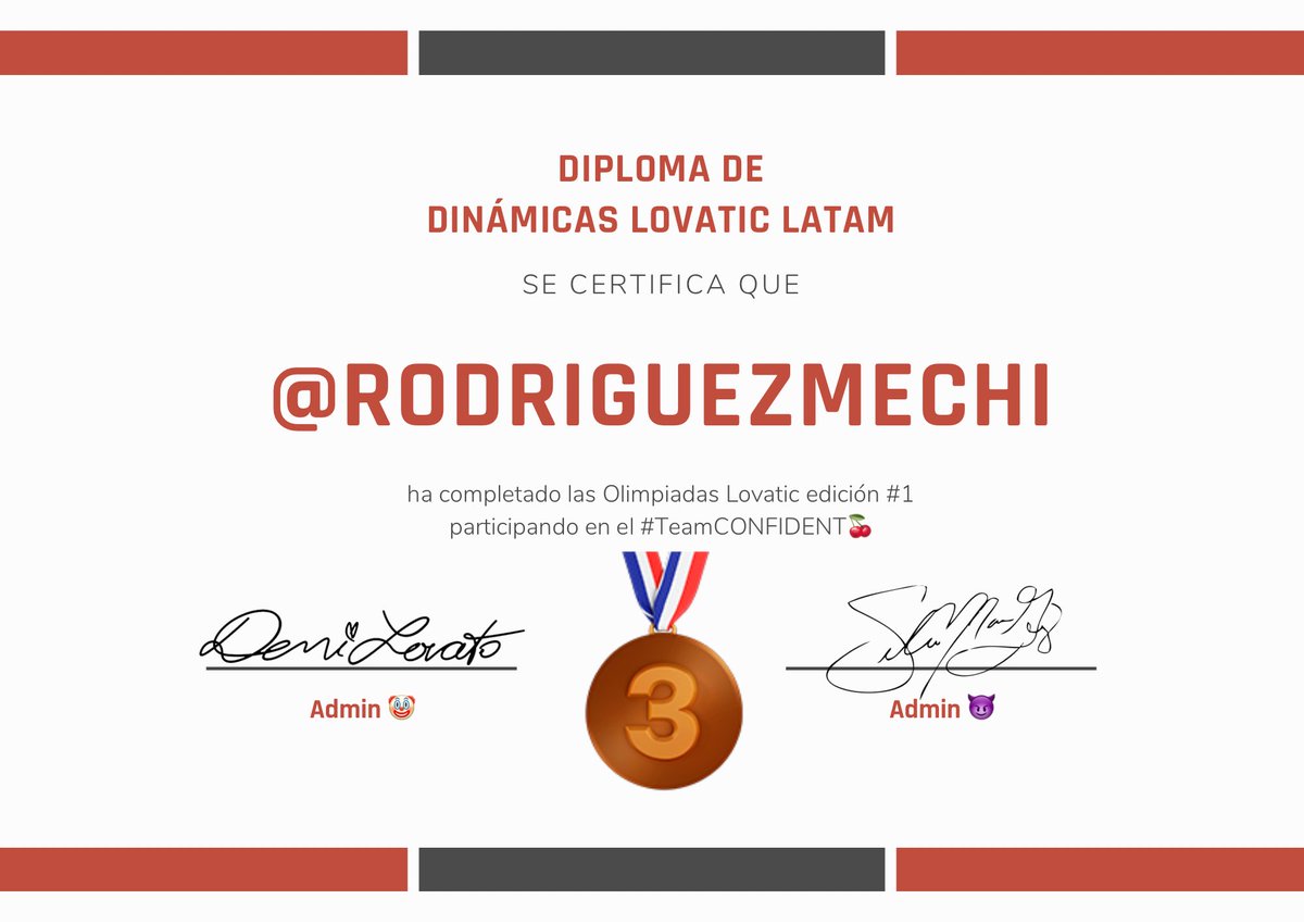 lovaticLATAM's tweet photo. Sus diplomas #TeamCONFIDENT 🍒
Gracias por haber participado 🤍 https://t.co/TM7YSQykCc