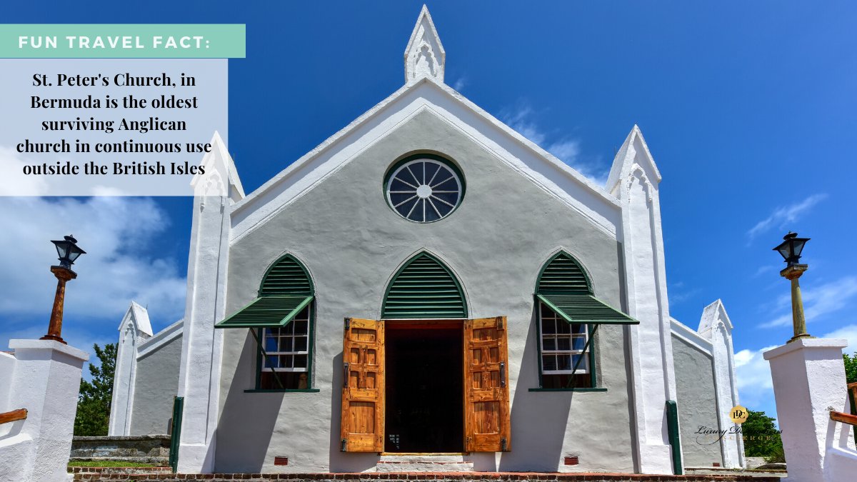 luxdesconcierge's tweet photo. Fun Travel Fact: St. Peter's Church, in Bermuda is the oldest surviving Anglican church in continuous use outside the British Isles.
#luxurydestinationsconcierge #luxurytravel #luxuryvacation #funtravelfact https://t.co/7Rgpq1bEMy