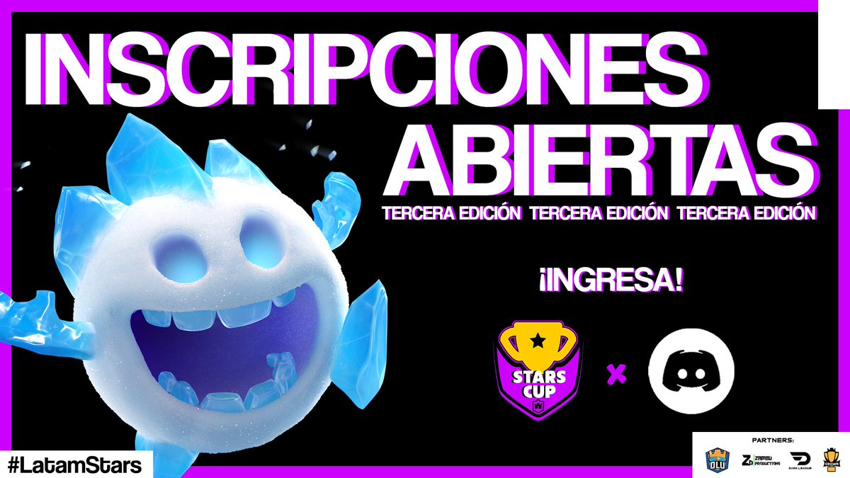 ⭐ 𝗜𝗡𝗦𝗖𝗥𝗜𝗣𝗖𝗜𝗢𝗡𝗘𝗦 𝗔𝗕𝗜𝗘𝗥𝗧𝗔𝗦

¡Porque ustedes lo pidieron! 🔥
Abrimos inscripciones para nuestra TERCERA EDICIÓN por equipos de #ClashRoyale. ⭐

📝 𝘐𝘕𝘎𝘙𝘌𝘚𝘈 𝘌 𝘐𝘕𝘚𝘊𝘙𝘐𝘉𝘌 𝘈 𝘛𝘜 𝘌𝘘𝘜𝘐𝘗𝘖:
▶️ discord.gg/gA4jeMrg4g

#LatamStars