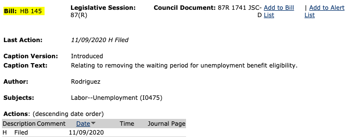 EddieforTexas's tweet photo. Texas should codify the temporary regulatory relief provided to workers who have not had to wait an extra week - the “waiting week” - to receive UI benefits during the pandemic. My bill #HB145 would do just that. #StateOfTheState #txlege https://t.co/geT4EPc1zy