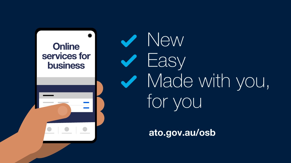 ato_gov_au's tweet photo. Online services for business is here &amp; replaces the Business Portal &amp; eSAT for all #AusBiz! Made with you, for you. Log in today using your myGovID (once your business is linked in Relationship Access Manager). More info @
https://t.co/XauOH97oVX https://t.co/YvG84cAKES
