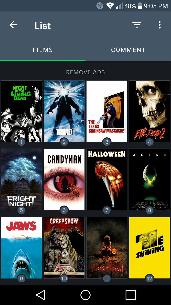 JonHarless21's tweet image. I finally made my top 100 horror movie list. Thanks to @MasterGio for introducing me to @letterboxd. #MutantFam @kinky_horror @SetDarcyFree #NightoftheLivingDead #TheThing #EvilDead2 #TCM #FrightNight #Candyman #Halloween #Alien #Jaws #Creepshow #TrickrTreat #TheShining
