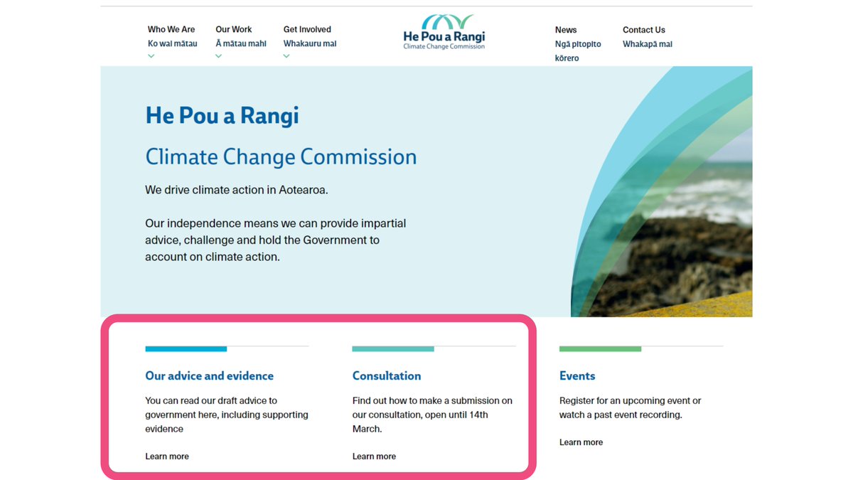 If you're trying to find our draft advice or how to make a submission, you can head to either of these pages from our homepage at climatecommission.govt.nz. We're looking forward to seeing what you all have to say. #climateaotearoa