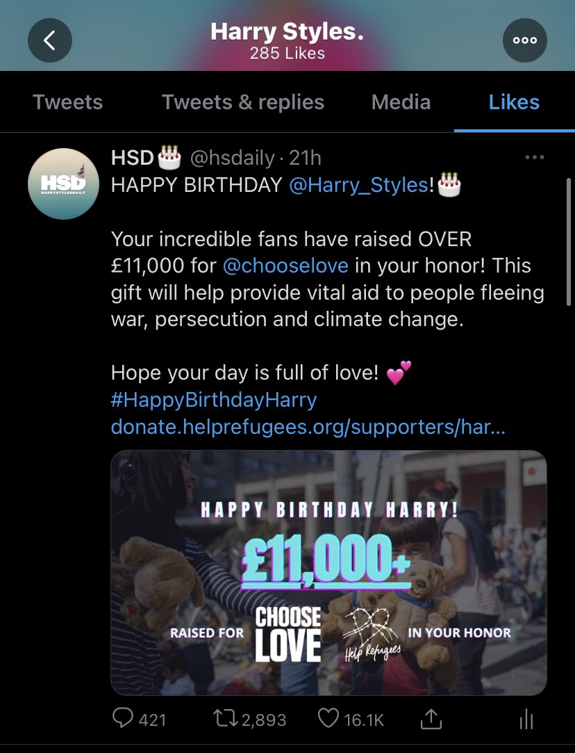 hsdaily's tweet image. Harry liked our fundraiser tweet! 💕