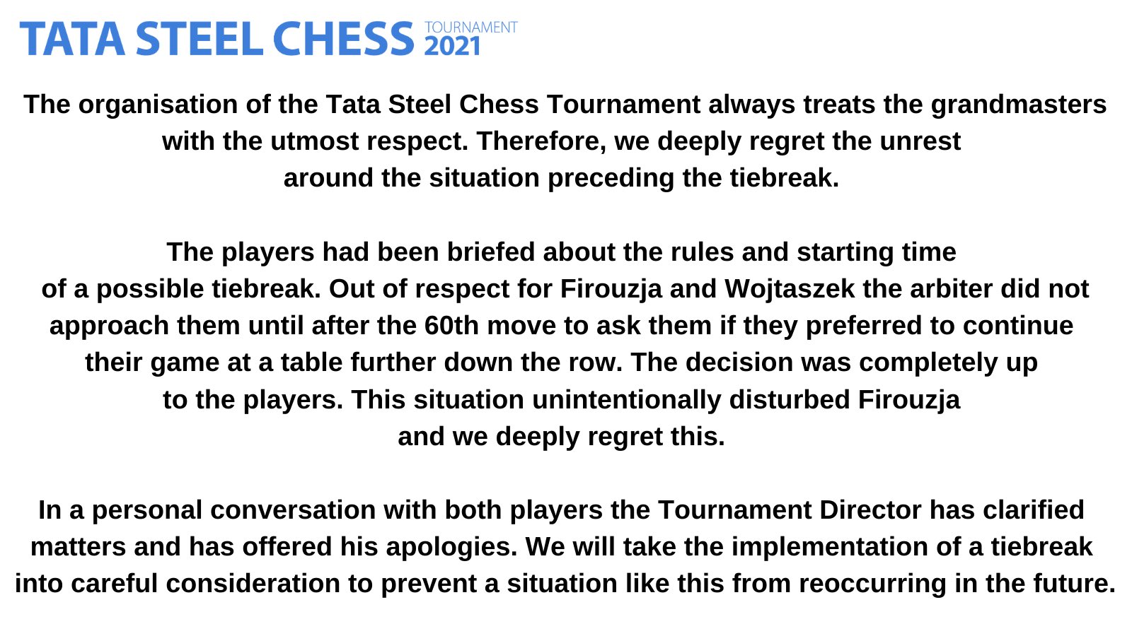 Open Letter From Tata Steel Chess Chief Arbiter 