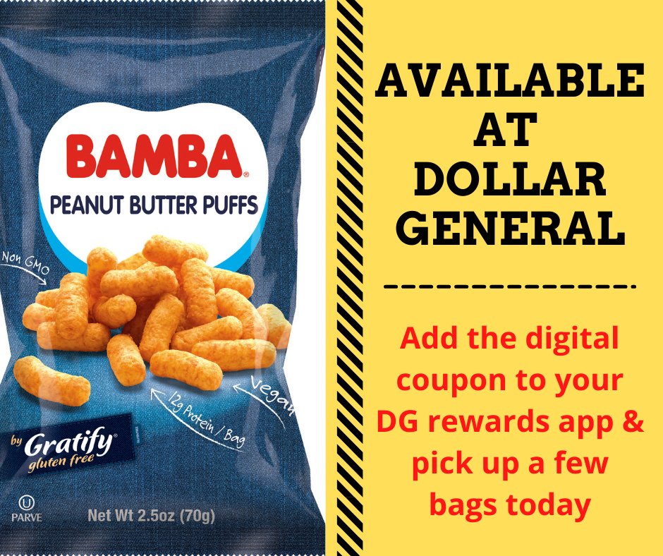 Pick up a bag of Bamba Peanut Butter Puffs <a href="/DollarGeneral/">Dollar General</a>  today! #BambaPeanutButterPuffs #gratifyglutenfree #GuiltlessSnacking
