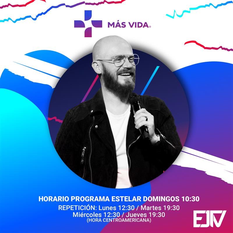 ⚠️AHORA POR EJTV⚠️
Disfruta de las predicas del pastor Andrés Spyker y su programa Más Vida por @ejtvla 
Cuéntale a todos tus amigos sobre esta gran noticia.