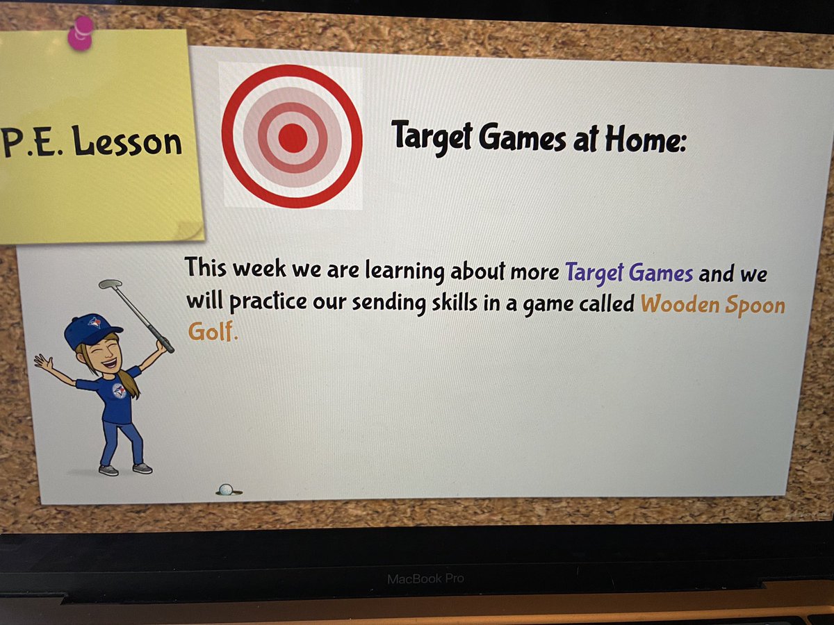 CorcoranMarlee's tweet photo. This week in #physedathome our @johnmccraeps Ss are playing mini golf! I always post the equipment list a few days before the lesson so they have time to gather what they need &amp; we have been using shared docs for scorecards so we feel like we’re playing together! #targetgames https://t.co/EarWXSV1ML