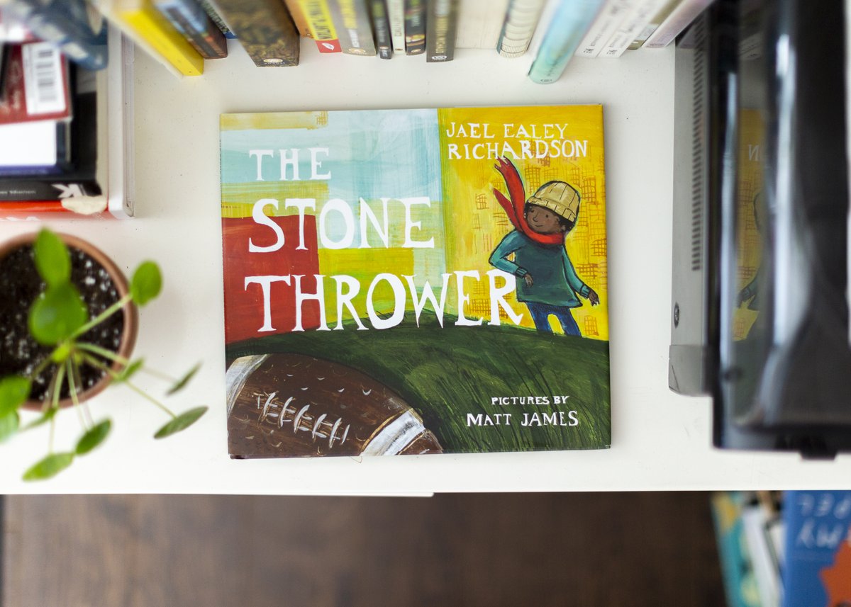 A photo of a copy of The Stone Thrower from above.