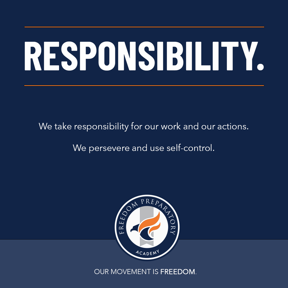 FreedomPrepAcad's tweet photo. Happy Black History Month, Eagles! Our Core Value focus for February is RESPONSIBILITY! We own our thoughts and actions, and we hold ourselves and each other accountable for them. #WhyFreedomPrep #FPACoreValues https://t.co/oI3JRF5RgP