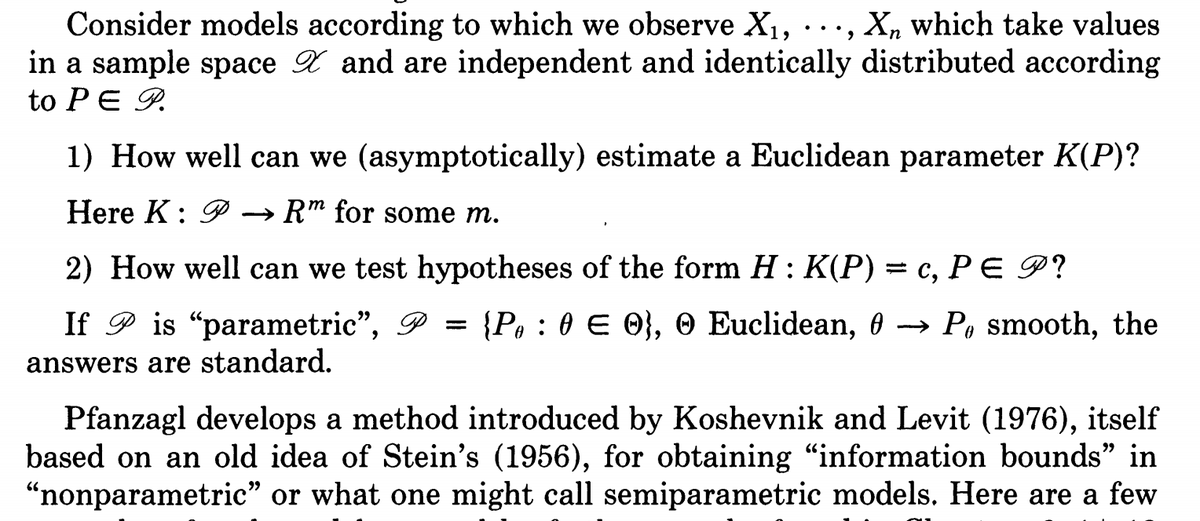 Here’s a (now 35 yr old) book review where Bickel gives some history:  https://projecteuclid.org/euclid.aos/1176346530A more detailed discussion of the early days is in the comprehensive semiparametrics text by BKRW: https://www.springer.com/gp/book/9780387984735Would love to hear if others know good historical resources!