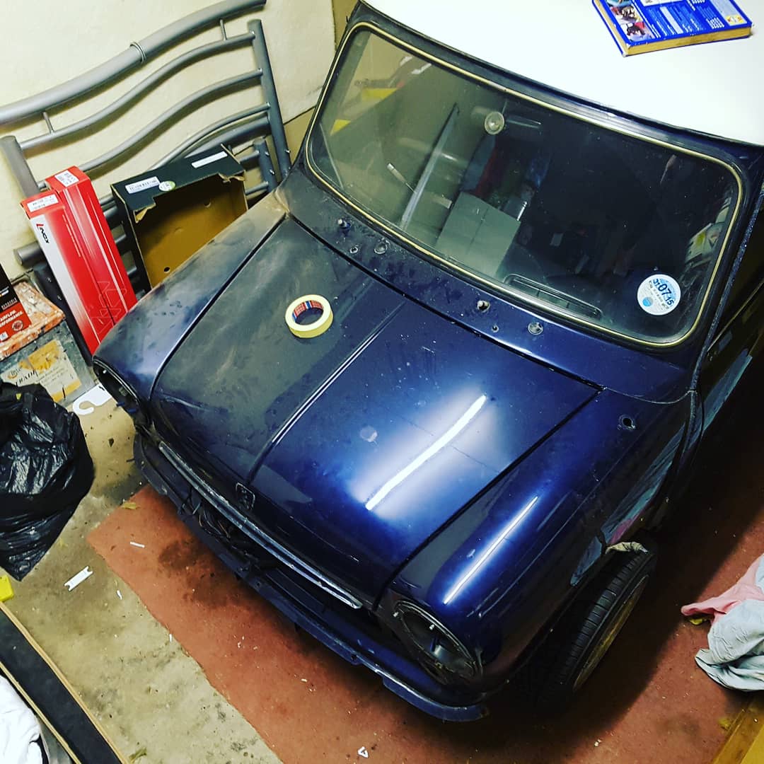 LT_Wilkinson's tweet photo. Got a bit more stripped off Roxy tonight. Dad even found a bit of solid metal in the front wing. Roll on the weekend when we can get the orbital sanders out.

With any luck, the patient might pull through.

#ClassicMini #Restoration https://t.co/KsjOkbPYvb