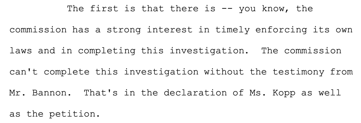 Insight into the FTC here. FTC reiterate their strong desire to complete their "investigation" likely indicating Bannon isn't the only witness they've asked for documentation. Redacted annexes of the FTC's complaint indicate they are also relying on other further evidence.