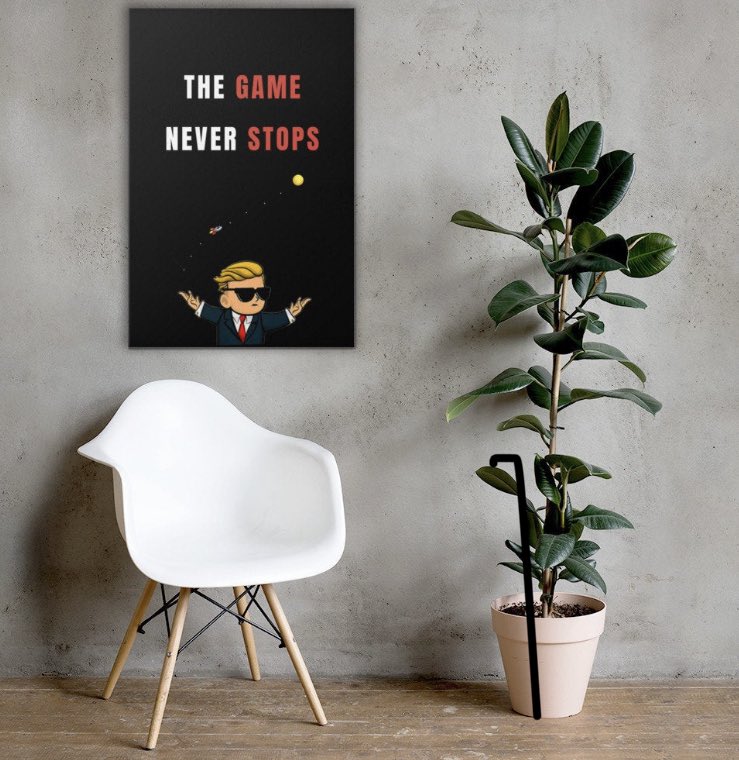 AwakenedCanvas's tweet photo. The Game Never Stops

In light of current events, and sticking it to the man #wallstreetbets #wsb $GME #ToTheMoon 

Get yours now 🚀🌕 https://t.co/SHhrbdL8NP