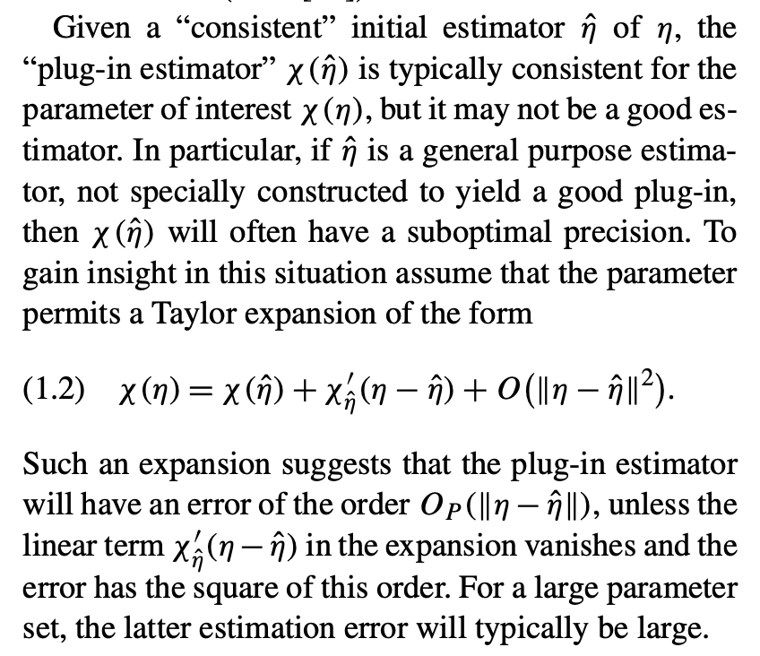 Pfanzagl uses pathwise differentiability above, but w/regularity conditions this is just a distributional Taylor expansion, which is easier to think aboutI note this in my tutorial here: https://twitter.com/edwardhkennedy/status/1045652861605097476?s=20Also v related to  @VC31415 orthogonality - worth a separate thread