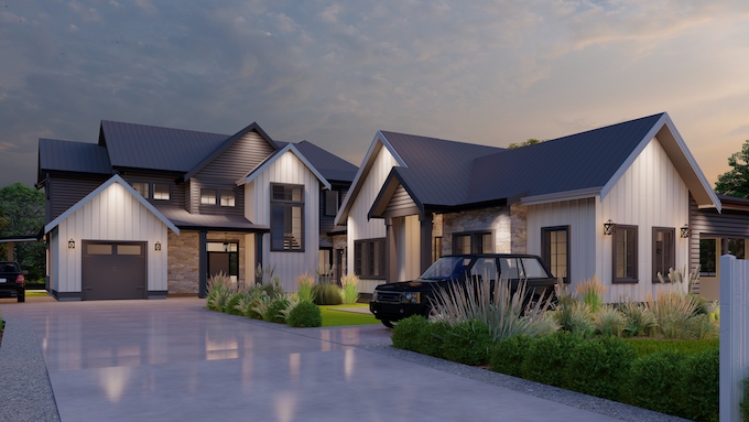 Day or night, it’s going to be a beauty! Renderings from a luxury custom home we are building in Anmore. 
Design <a href="/Zedstudio/">Zane Erickson</a> 
Interior design by @madeleinedesigngroup