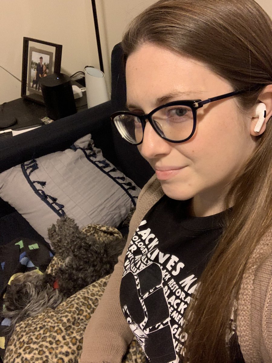StephaniePlachy's tweet photo. It may have been from my couch with my dog, but honored to participate in today’s rally. Thanks, @Blm_edu_nyc for a powerful kickoff to #BLMatSchool week! #BLMatNYCSchools https://t.co/0OAKgj9PKW