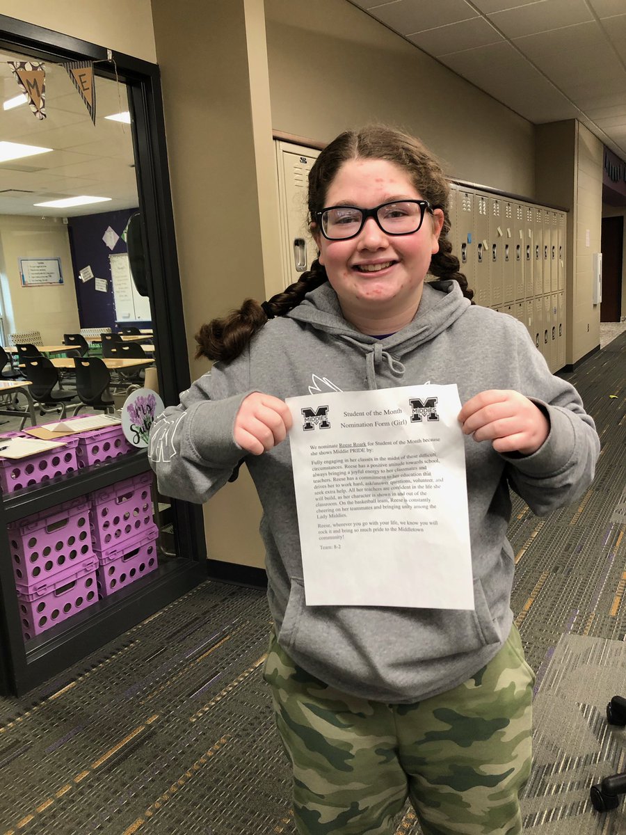MMSTeam8_2's tweet photo. Congrats to 8-2’s students of the month for December and January: Reese Roark, Leo Benitez, Kylee Cook, and Jackson Barnett. We are so proud of how hard these students work and are very lucky to have them on our team. #MiddieRising https://t.co/fmBOpsRQp7