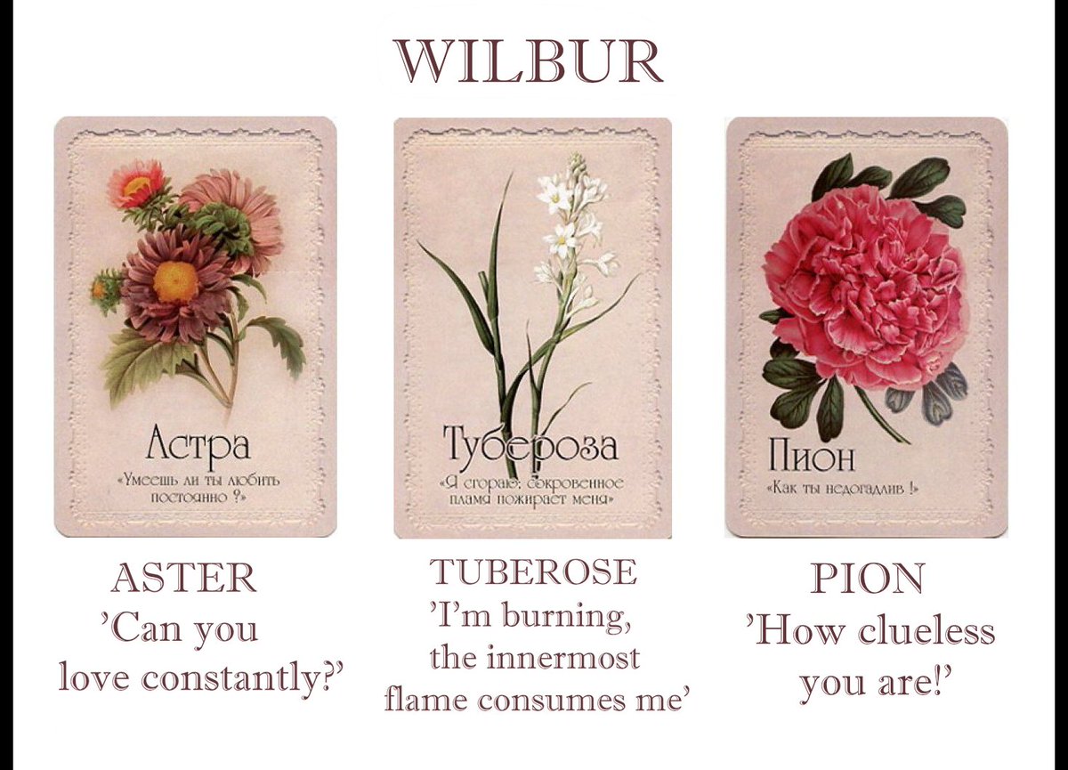 OliverSonder's tweet photo. So, the theme of the language of flowers is one of my favorite ones, that's why I took it pretty seriously to select flowers for each of characters. Below are cards with a translated name and description!!

Enjoy!! 💘 https://t.co/yS0mZDskDP