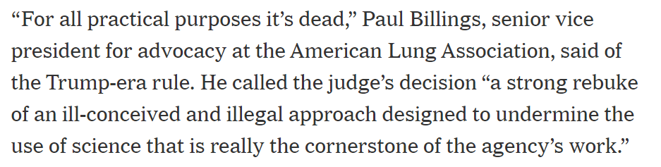 billingspg's tweet image. Court tosses a Trump-era rule limiting science in studies for public health regulations. #CensoringScience
nytimes.com/live/2021/02/0…