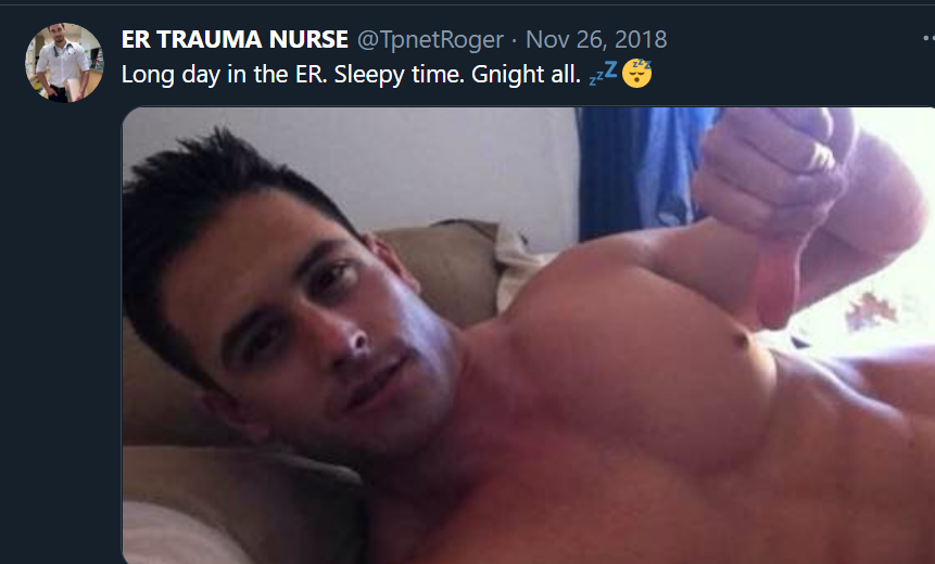 Also not the same guy as the profile pic, although this may be "fake Paul Palomo" again. Definitely not "ER Trauma Nurse". And here's another completely different guy, but in scrubs, from a stock photo. 4/