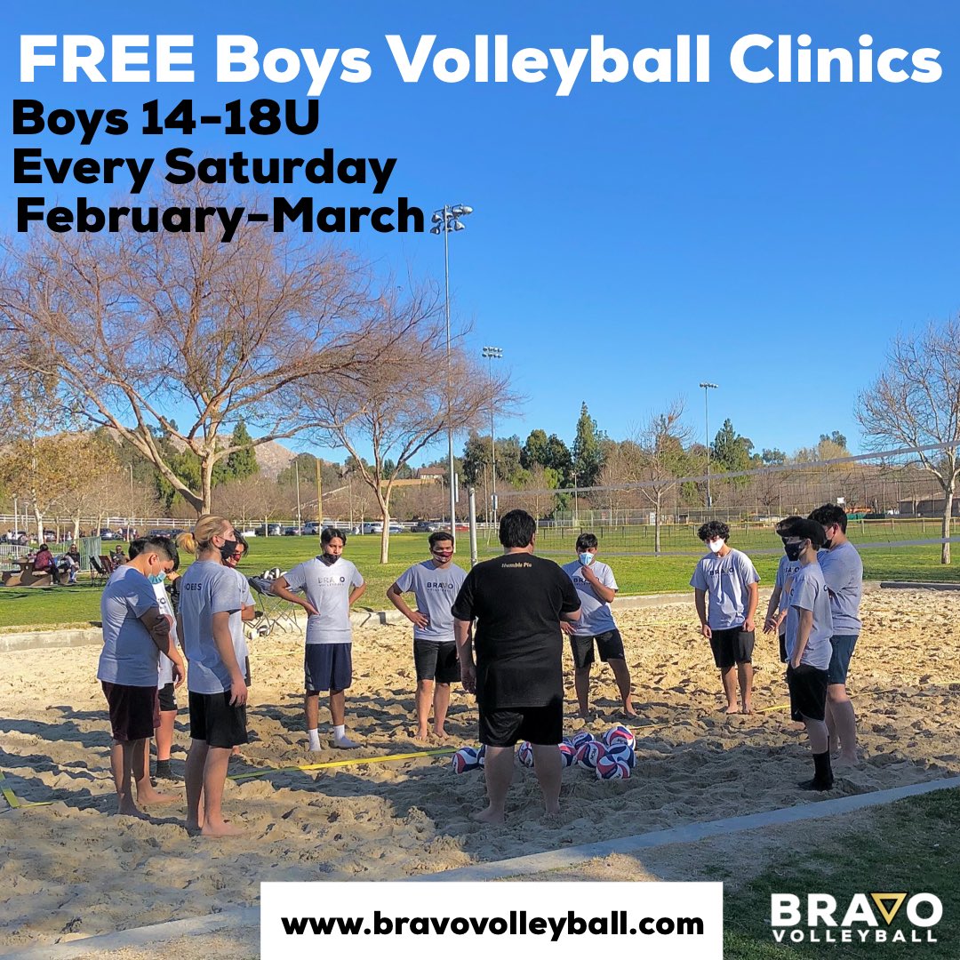 Bravo Athletics Volleyball Club (@bravovbc) on Twitter photo FREE boys volleyball clinics 10-18U this Saturday, Feb 6th! Sign up on our website today! bravovolleyball.com/boys-clinics-c… <a href="/SportswithPep/">Pep Fernandez</a> <a href="/Inland_Sports/">The Inland_Sports Show</a> <a href="/3humblepie/">CoachJerry🤦🏻♂️</a> @vb_coach90 <a href="/Cen10VB/">Cen10Volleyball</a> <a href="/erhs_vballers/">ERHS Boys Volleyball</a> <a href="/CityEastvaleCA/">City of Eastvale</a> <a href="/riversidecagov/">City of Riverside,CA</a> <a href="/SharksVB/">Santiago HS Volleyball</a> <a href="/NorcoInt/">Norco Intermediate</a> <a href="/ParkridgeCNUSD/">Parkridge ES, CNUSD</a> <a href="/EastvaleCNUSD/">Eastvale Elementary</a> FREE boys volleyball clinics 10-18U this Saturday, Feb 6th! Sign up on our website today! bravovolleyball.com/boys-clinics-c… <a href="/SportswithPep/">Pep Fernandez</a> <a href="/Inland_Sports/">The Inland_Sports Show</a> <a href="/3humblepie/">CoachJerry🤦🏻♂️</a> @vb_coach90 <a href="/Cen10VB/">Cen10Volleyball</a> <a href="/erhs_vballers/">ERHS Boys Volleyball</a> <a href="/CityEastvaleCA/">City of Eastvale</a> <a href="/riversidecagov/">City of Riverside,CA</a> <a href="/SharksVB/">Santiago HS Volleyball</a> <a href="/NorcoInt/">Norco Intermediate</a> <a href="/ParkridgeCNUSD/">Parkridge ES, CNUSD</a> <a href="/EastvaleCNUSD/">Eastvale Elementary</a>