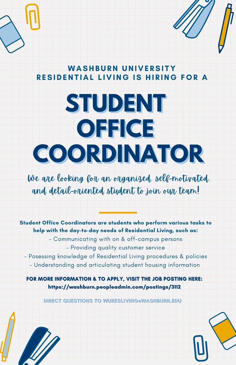 Looking for a job? Residential Living has got you covered! Consider applying for the Student Office Coordinator position today! ✨📩