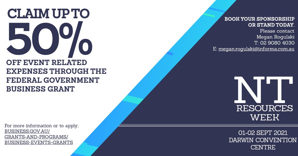 Promoting Australian Businesses! For this year's NT Resources Week claim up to 50% off event related expenses using the Federal Government Business Grant 
business.gov.au/grants-and-pro…