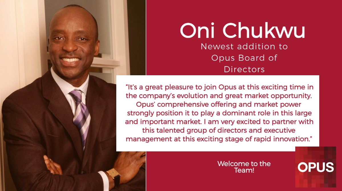 Welcome, Oni! Read more about the newest addition to the Opus Board of Directors.

lnkd.in/dWg9a9H
