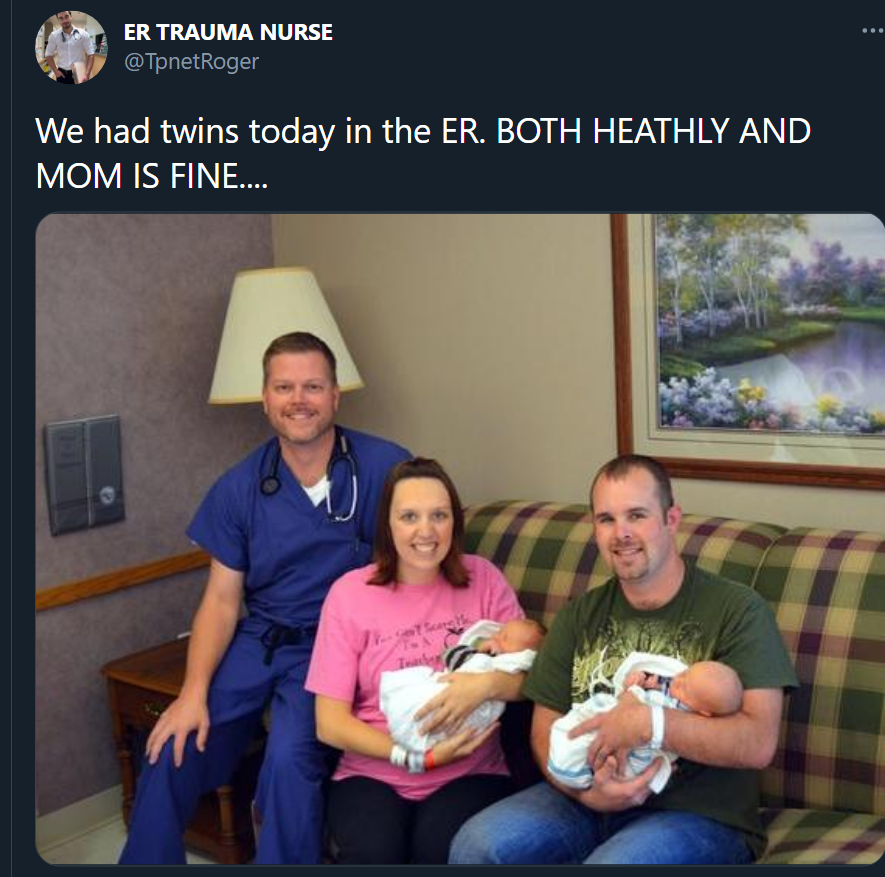 WOW, he fixes broken arms AND delivers babies! Ope, nope! Just a stock photo and a stolen photo from a newspaper in Iowa. 7/