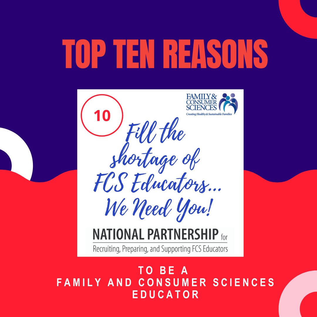 aafcs's tweet photo. The countdown is on to FCS Educator Day on February 10th! Why should YOU #SayYestoFCS? With the current shortage of educators, we need YOU! Stay tuned for more of our top 10 reasons and experience #FCSsucess with us https://t.co/Y523Ji2gSB