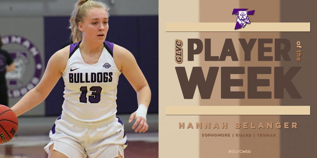 GLVCsports's tweet image. ⛹🏿‍♀️C O N G R A T S to @Truman_WBB sophomore guard Hannah Belanger for earning this week’s #GLVCwbb honor!