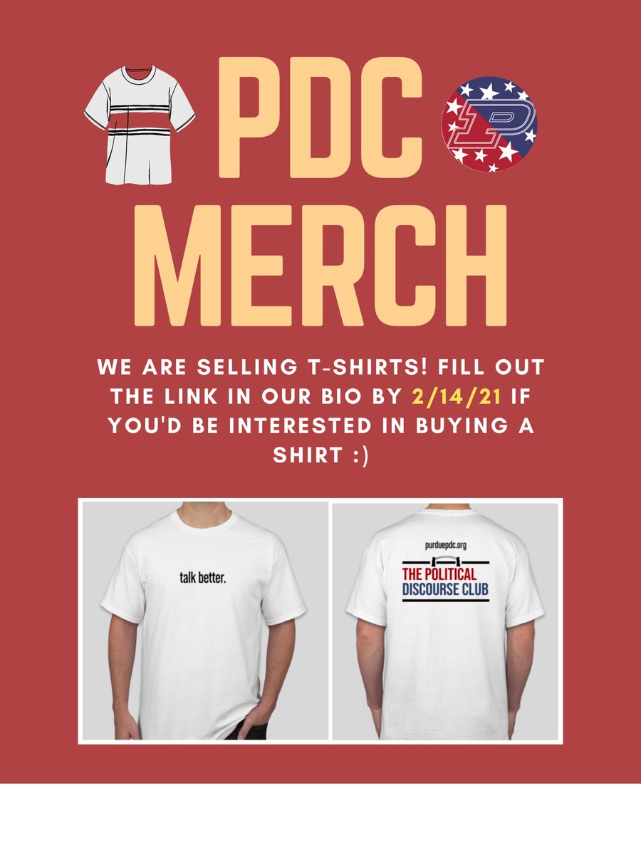 DiscourseClubPU's tweet photo. Hey guys! We’re selling t-shirts! If you’d like one, head to our Instagram or Facebook and fill out the interest form :) #TalkBetter https://t.co/kB3MKJyUIZ
