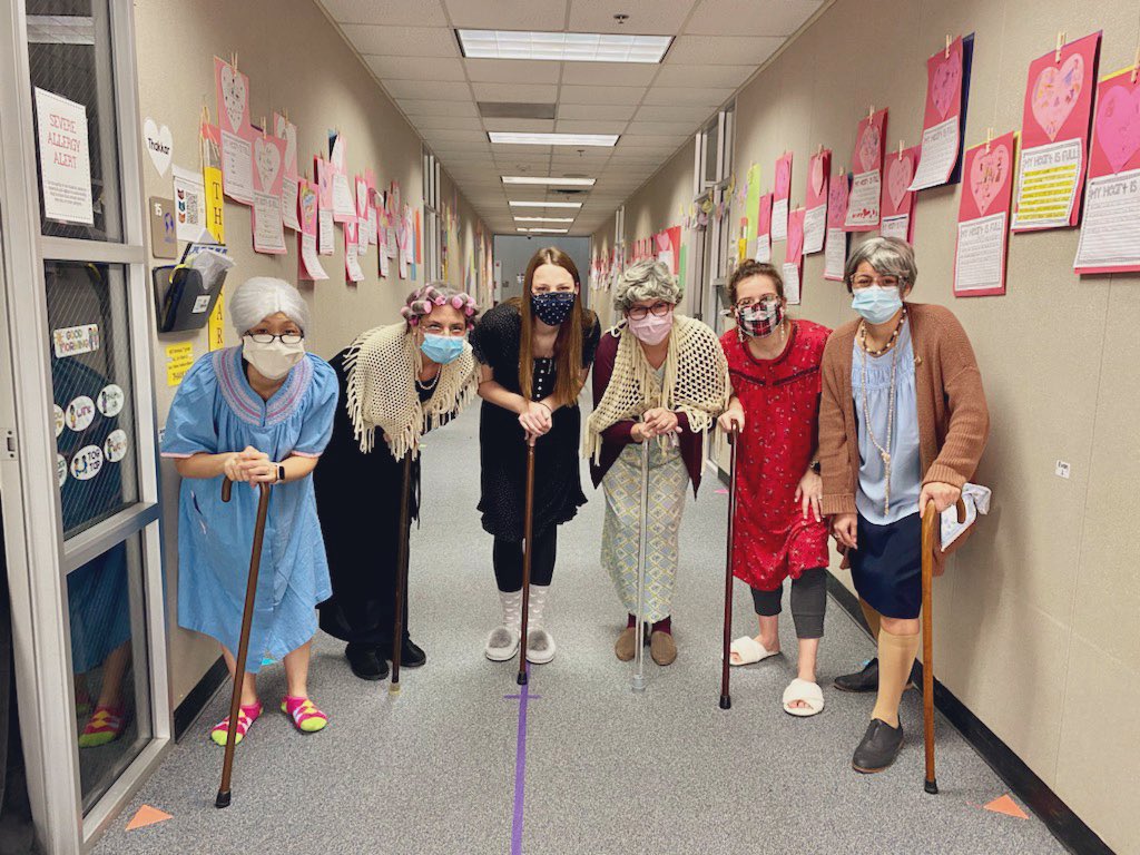 WSEfirsties's tweet photo. These old ladies showed up to @WSE_Stallions today to teach our firsties! Happy 100th Day of School! https://t.co/4eKUvTfrEn