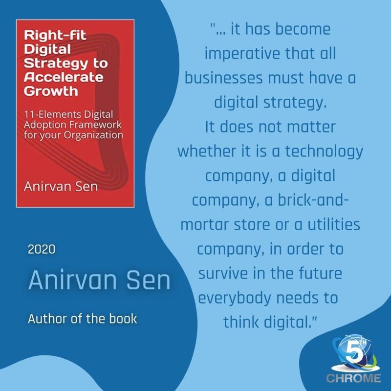 📲 To survive, nowadays, businesses need to go digital. The online presence of a company is of main importance to reach success. 

📕 Anirvan Sen, CEO at 5th Chrome, tells us more in his book "Right-fit digital strategy to accelerate growth".

➡️ Available now on Kindle for $3.25