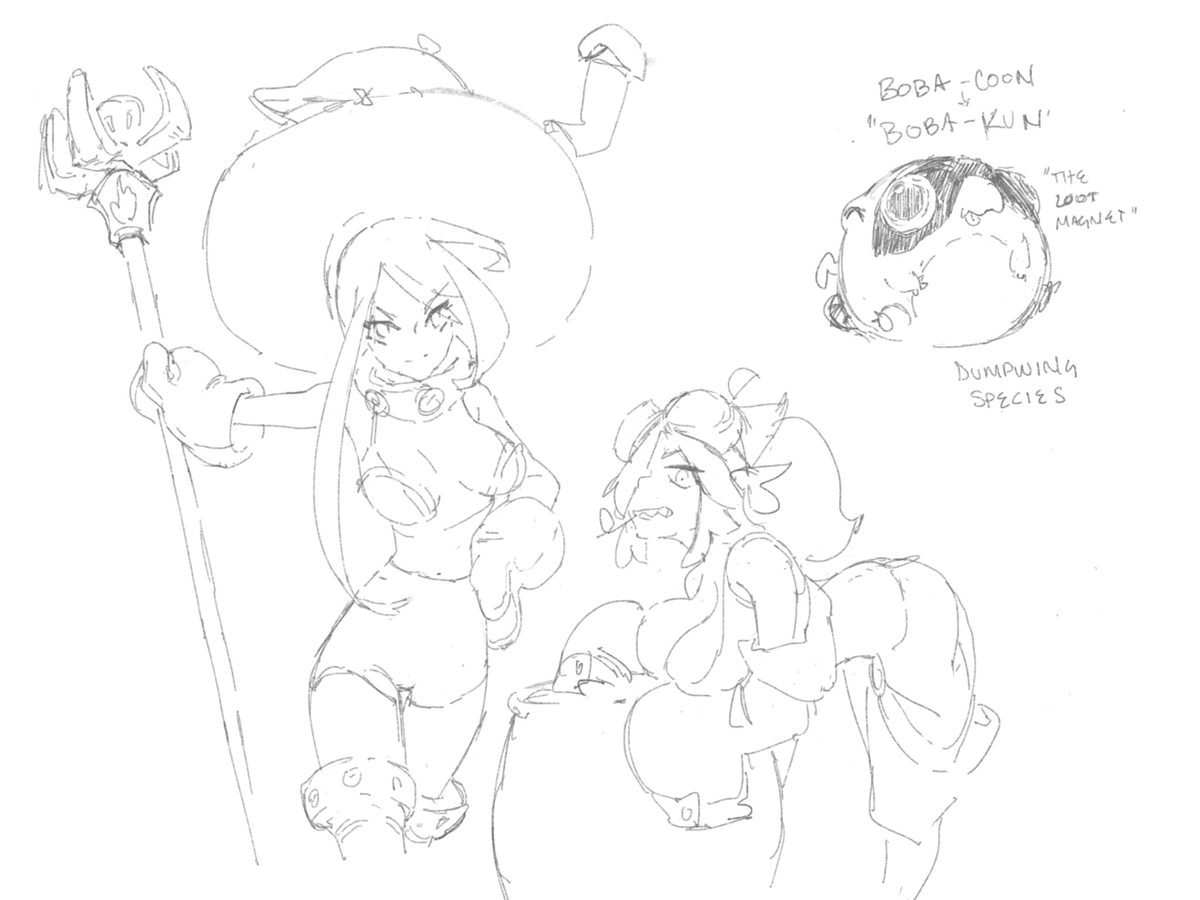 Today's morning Sketch
2 characters (Mina and Delia) and their pet. in this case inspired by panty & stocking with garderbelt. But instead..
..Honey & Cream with Boba
#Aeonprime #sketchbook