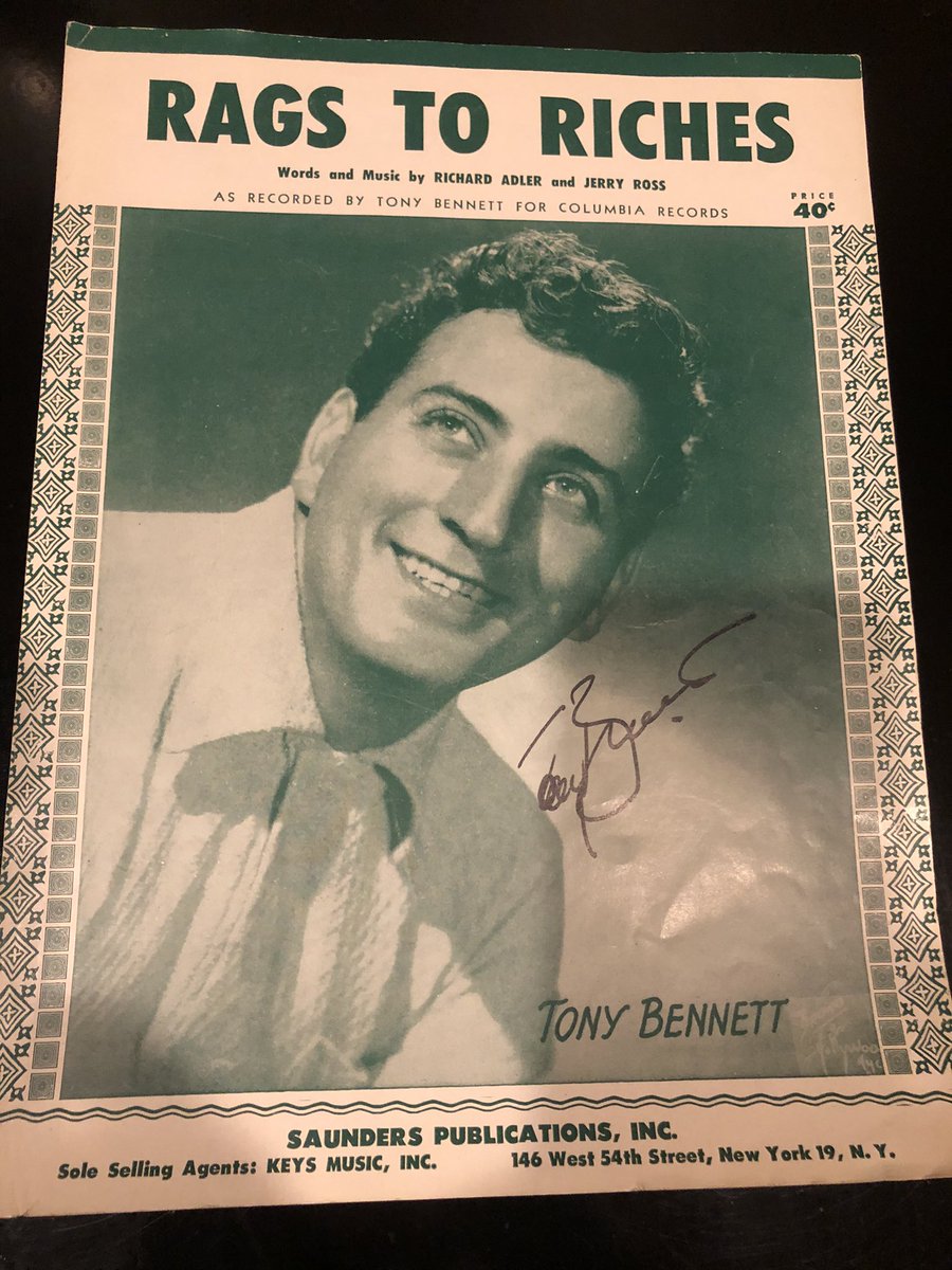 LisaKCooperKC's tweet photo. @itstonybennett @AARP Thank you Tony and family for sharing your story. Your music and voice will live forever. In June 2017, you signed my deceased mother’s favorite sheet music from 1953 that I brought to your concert in St. Louis. It was a night I’ll never forget. Thank you Sir. https://t.co/V1zeGJQ6DP