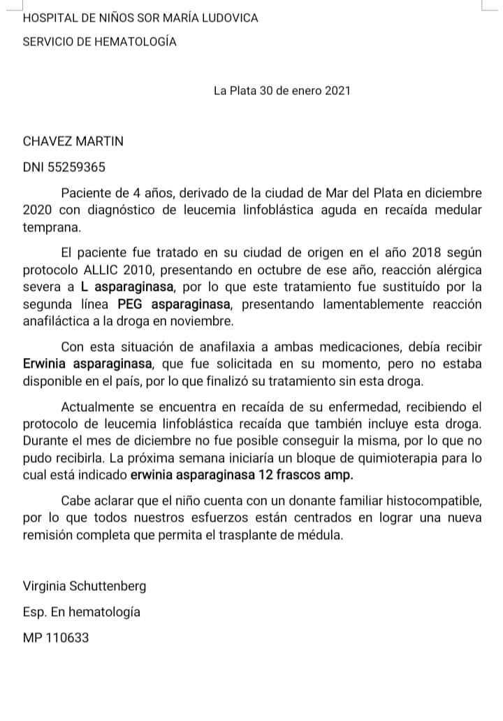 Hola, el es Martin Nicolás Chávez, Geselino, tiene 4 años y es paciente oncológico, la burocracia del @msalnacion y <a href="/SaludBAP/">SaludBAP</a> no recibe la medicación para continuar con su tratamiento, el está internado en La Plata. 
¡Esto si es urgente!

<a href="/ginesggarcia/">Gines González García</a> <a href="/DrDanielGollan/">Daniel Gollan</a>