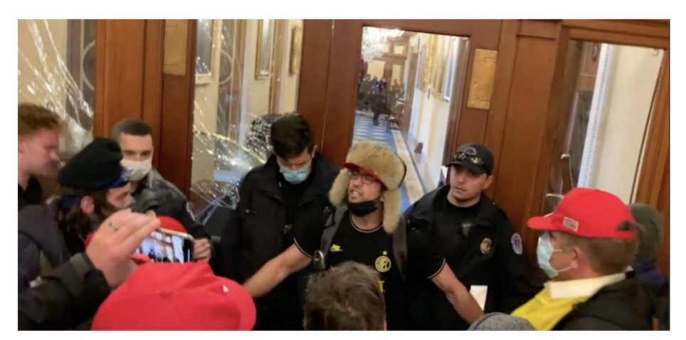 Just before smashing the glass on doors inside the Capitol, the FBI says, Zachary Alam confronted police officers shouting at them multiple times, "Fuck the Blue!" Now he's been charged w/assaulting a cop among other counts.