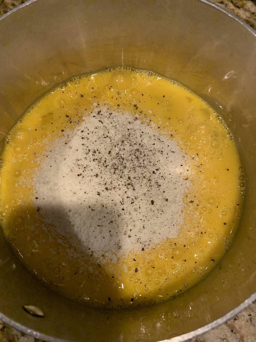 Add in about 1 cup of grated chees; generous fresh milled pepper. Scramble it.