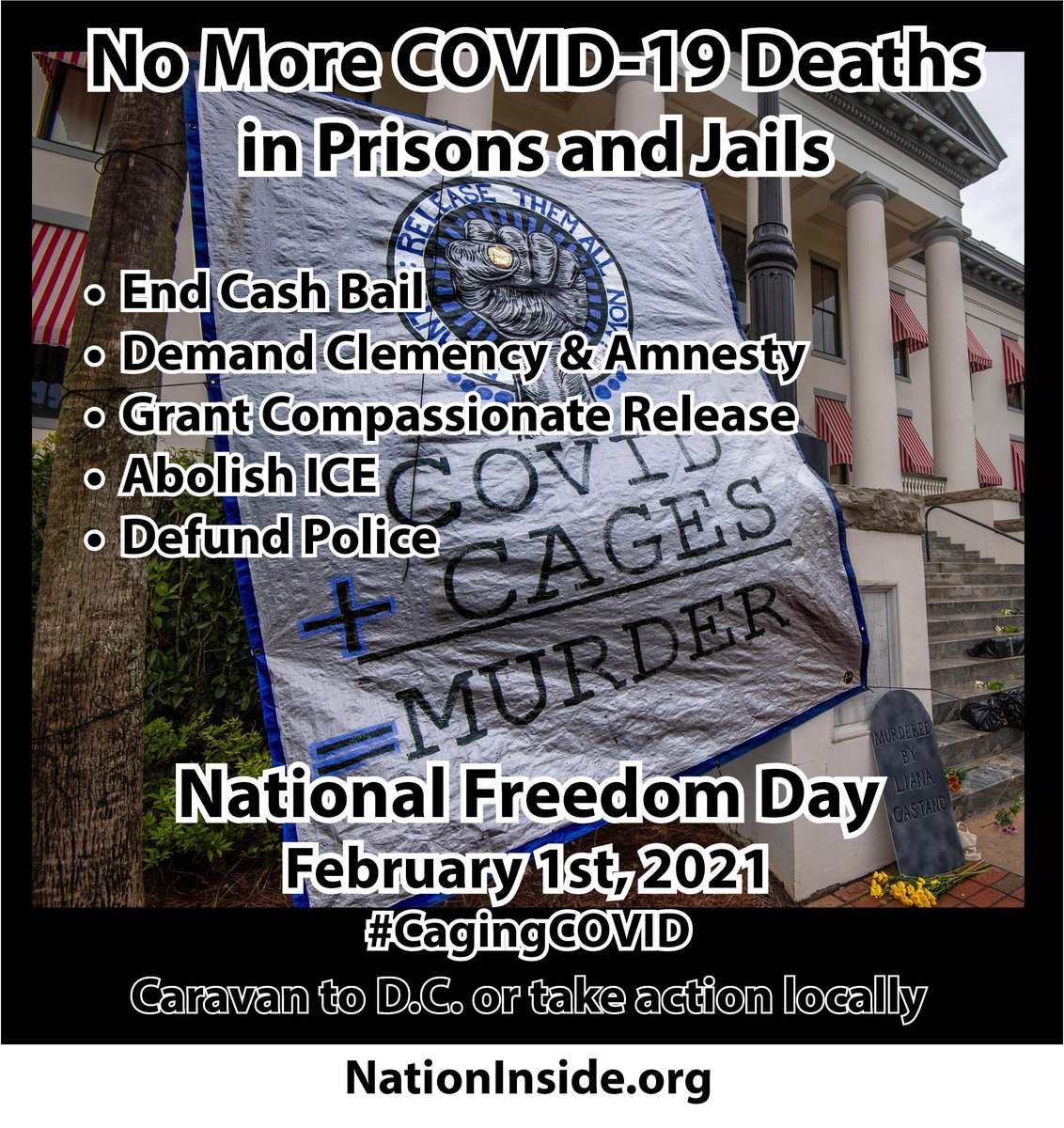 COVID-19 in prisons is an environmental justice issue. This Feb 1st fight to protect the health of the human ecosystem, including those behind bars. #NationalFreedomDay #CagingCOVID nationinside.org/campaign/cagin…