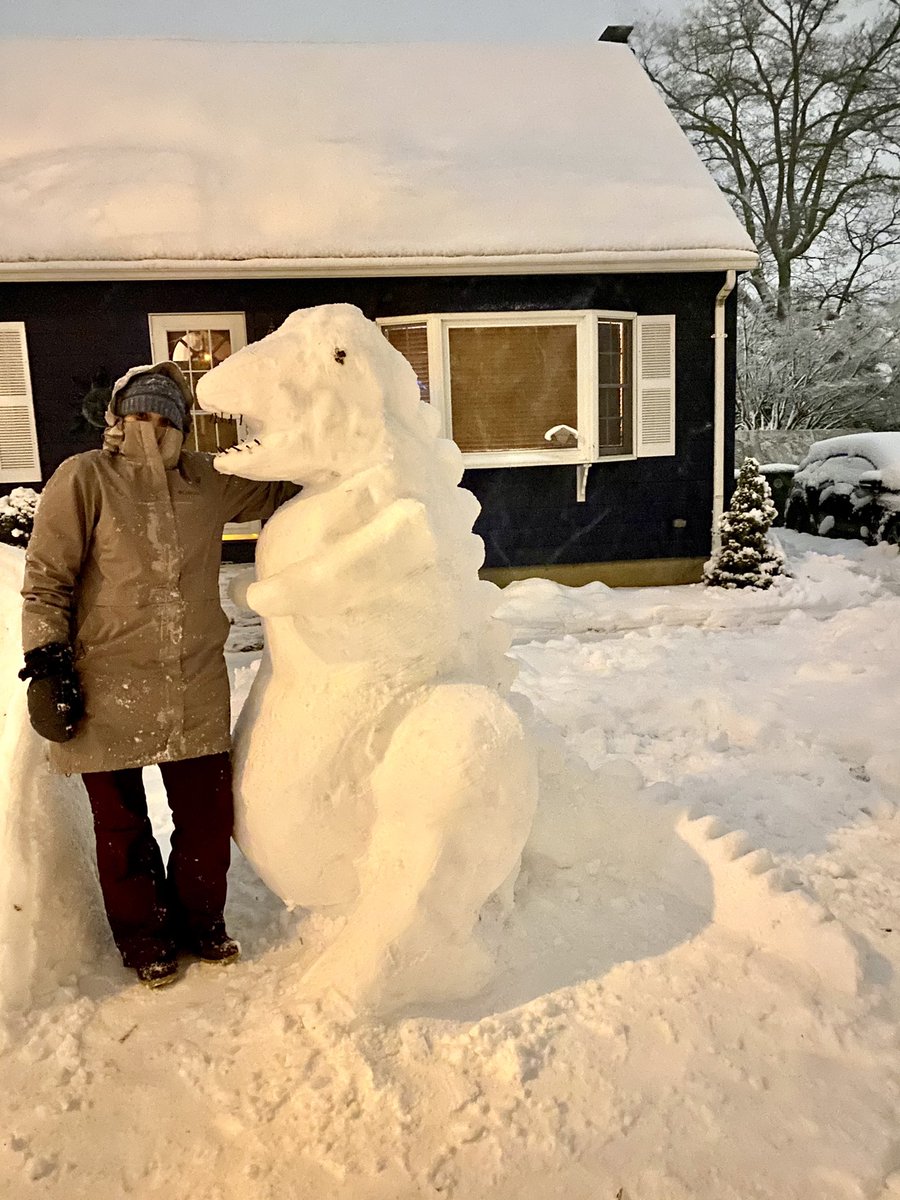 ArtwithMrs_C's tweet photo. Rawr! Means I love snow in dinosaur!
2.5 hours later I created a dinosaur! My throne is still intact from the other day, but baby yoda is covered.
#snow #SNOWMANCHALLENGE #snowsculpture #snowart #middleschoolartteacher #snowart #rhodeisland #riweather https://t.co/UgsLFija5u