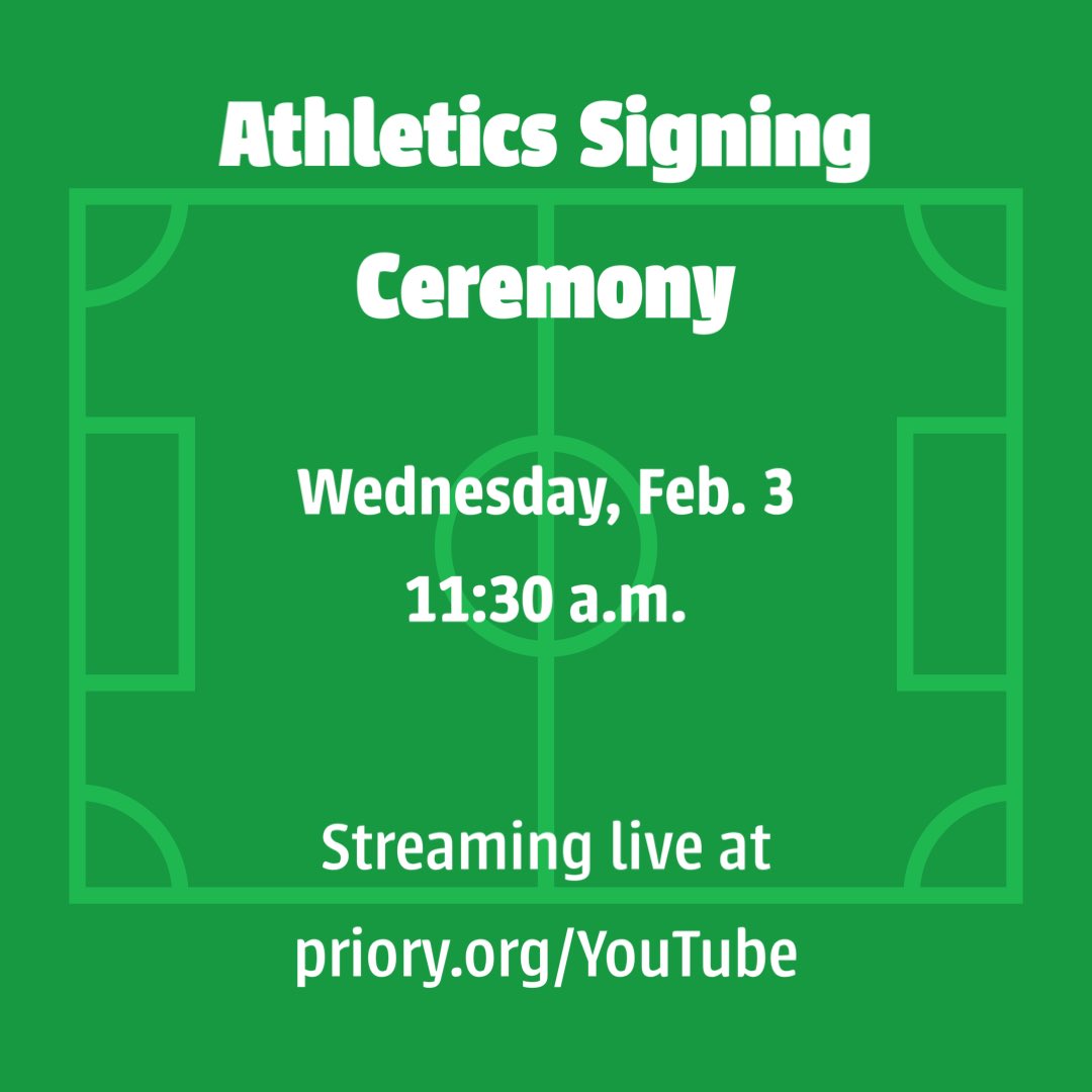 PrioryAthletics's tweet photo. We hope you’ll join us in celebrating our seniors who will continue their athletics careers in college by tuning in to a letter of intent signing ceremony on Wednesday morning! https://t.co/BfsgoO6snc