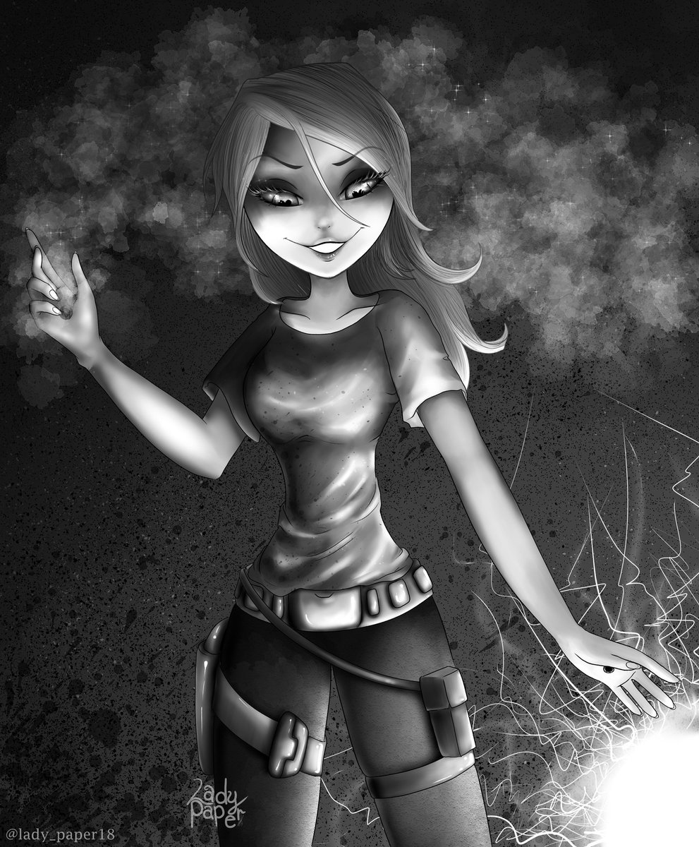 LadyPaper2's tweet image. Miss Heed "Yo aún puedo bailar" 
En escala de grises...

#villainous #art #artedigital #missheed