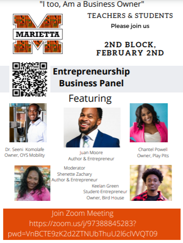 OysMobility's tweet photo. We're proud to be on a #BlackHistoryMonth Entrepreneur panel hosted by @MariettaGAhs; celebrating  black entrepreneurs. Our goal is to inspire students of color to believe in their limitless potential. We'll be represented by our founder @seenikomolafe 

#blackstartup #blacktech https://t.co/2FnazK2DoH