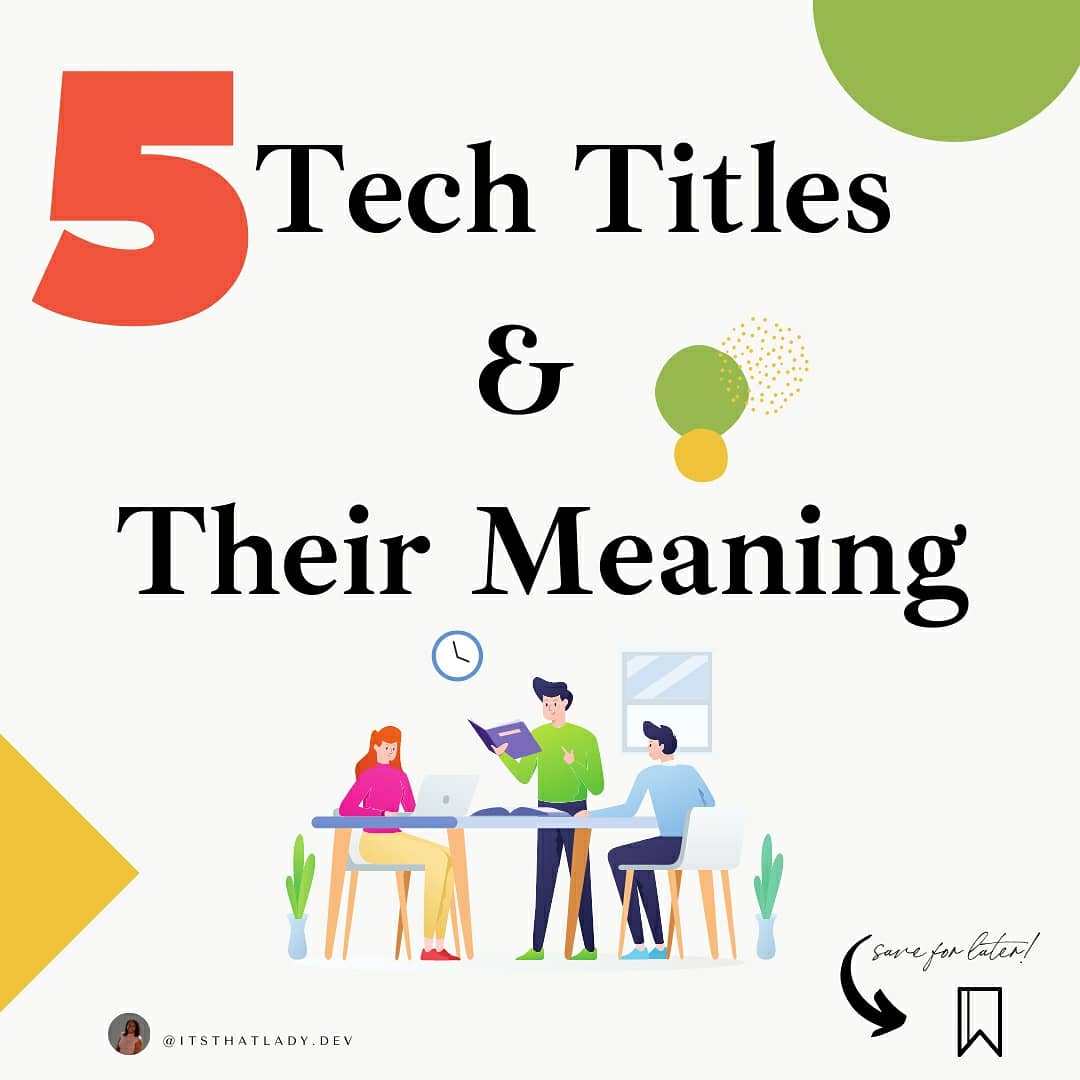 New post  5 Tech titles & their meanings. Before joining the tech industry, I didn't know anything about these jobs!  #CodeNewbie  #jobs  #womenwhocode Did you?